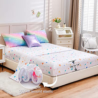 A Nice Night 6Pcs Gradient Glitter Bedding Set for Girls Twin Size, Colorful Rainbow Galaxy Comforter Set, Ultra Soft Bedding Sets, Pink