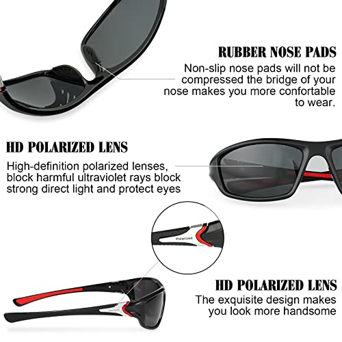 TOODOO 4 Pairs Men Polarized Sunglasses with UV Protection Driving Glasses Sports for Sport Outdoor Activities (Classic Colors)