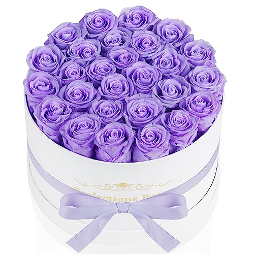 Perfectione Roses Forever Real Roses in a Box, Preserved Rose That Last Up to 3 Years, Flowers for Delivery Prime Birthday Valentines Day Gifts for Her, Mothers Day Flower (Light Purple)