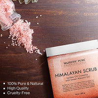 MAJESTIC PURE Himalayan Salt Body Scrub with Lychee Oil, Exfoliating Salt Scrub to Exfoliate & Moisturize Skin, Deep Cleansing - 10 oz