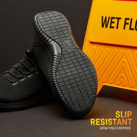 Avia Anchor SR Mesh Slip On Non Slip Shoes for Women, Water Resistant Women's Restaurant, Work & Food Service Sneakers - Black, 8 Medium