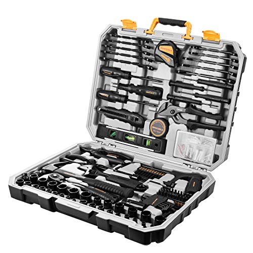 DEKOPRO 218-Piece General Household Hand Tool kit, Professional Auto Repair Tool Set for Homeowner, General Household Hand Tool Set with Plier, Screwdriver Set, Socket Set, with Portable Storage Case