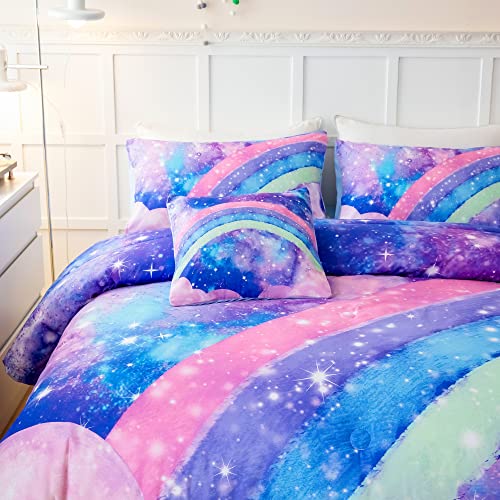 ANGIYUIN Tie Dye Comforter Girls Twin Comforter Set, 6 Pieces Colorful Rainbow Bed in A Bag, Pastel Gradient Galaxy Bedding Sets with Sheets, Comforter and Pillowcases for Teens Kids