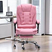 ONPNO Reclining Office Chair with Massage, Ergonomic w/Foot Rest, PU Leather Executive Computer w/Heated, Padded Armrest, High Back Swivel Recliner for Home Study (Pink), 18D x 26W 45H in (898)