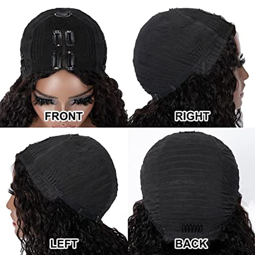 Beauty Forever Water Wave V Part Wig Human Hair Bob With Clips No Leave out Lace Front Wigs For Women, 10A Grade Bob V Part Wig Upgraded U Part Wig No Glue No Gel Beginner Friendly 150% Density Natural Color 10 Inch