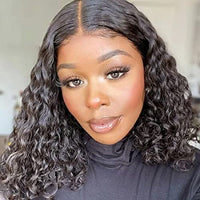 Beauty Forever Water Wave V Part Wig Human Hair Bob With Clips No Leave out Lace Front Wigs For Women, 10A Grade Bob V Part Wig Upgraded U Part Wig No Glue No Gel Beginner Friendly 150% Density Natural Color 10 Inch