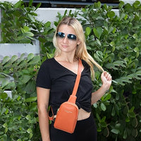 INICAT Small Crossbody Sling Bag Faux Leather Fanny Pack Purses for Women(Orange Red)