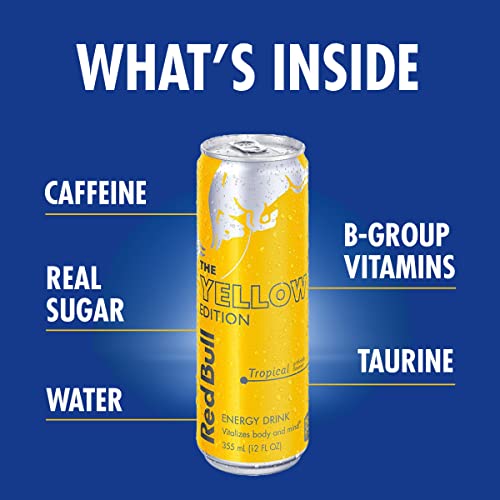 Red Bull Energy Drink, Tropical, Yellow Edition, 12 fl oz (24 Pack)