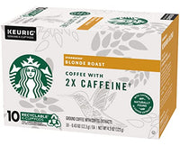 Starbucks Coffee K-Cup Pods with Caffeine Naturally Found in Coffee Extracts, 10 CT K-Cup Pods Per Box (Blonde Roast) (Pack of 2)