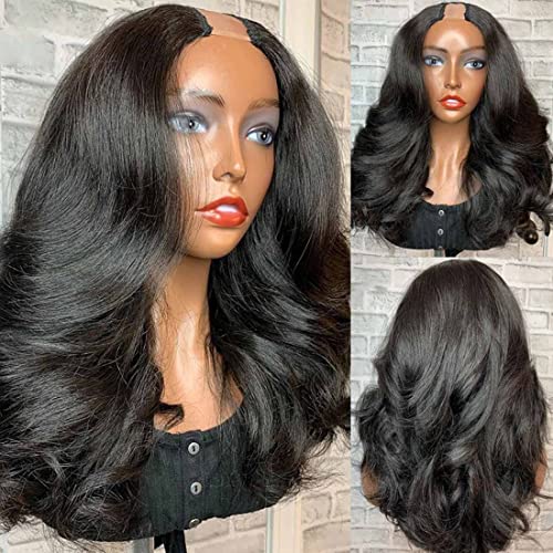 Beauty Forever Body Wave U Part Human Hair Wig 150% Density 10A Grade,Brazilian Human Hair Glueless Full Head Clip in Half Wig Free Part Natural Color 14 Inch