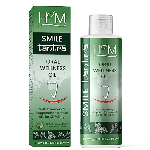 Oil Pulling with Rosemary & Peppermint Essential Oils for Oral Health, Healthy Teeth and Gums, Alcohol Free Mouthwash, Teeth Whitening, Helps with Bad Breath and Freshens Mouth