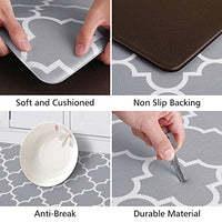 KMAT Kitchen Mat [2 PCS] Cushioned Anti-Fatigue Kitchen Rug, Waterproof Non-Slip Kitchen Mats and Rugs Heavy Duty PVC Ergonomic Comfort Foam Rug for Kitchen, Floor Home, Office, Sink, Laundry,Grey