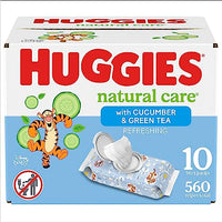 Huggies Natural Care Refreshing Baby Wipes, Hypoallergenic, Scented, 10 Flip-Top Packs (560 Wipes Total), Packaging May Vary