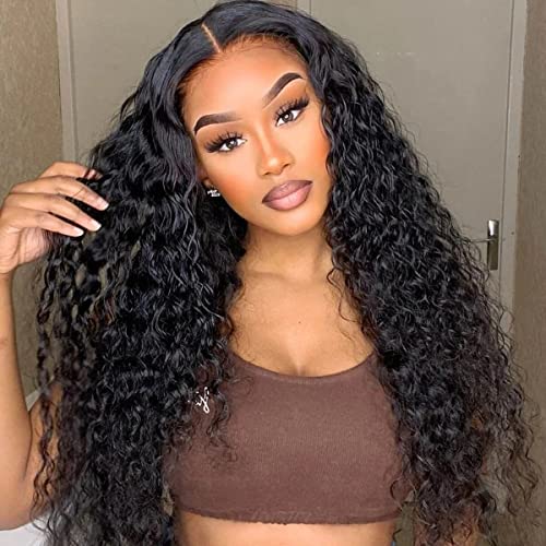 Halcyon Long Curly Wig for Black Women 26inch Synthetic Curly Wig Middle Part Wigs Hair Replacement Wigs (26inch, 1/Black)