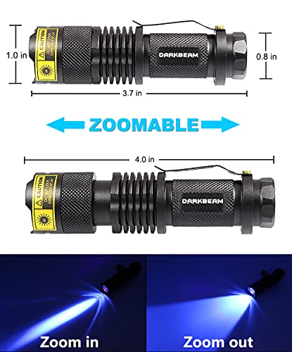 DARKBEAM UV 365nm Light Wood's lamp Blacklight Ultraviolet Flashlight LED Portable Mini Handheld Torch Detector for Dog Urine Pet Stains 370nm Anti-counterfeiting Identification, Resin Curing