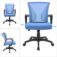 Furmax Office Chair Mid Back Swivel Lumbar Support Desk Chair, Computer Ergonomic Mesh Chair with Armrest (Blue)