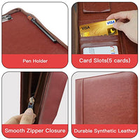 Zippered Portfolio Organizer, WRIYES Leather Padfolio with 3 Ring Binder, Professional Business Binder, Organizer for IPad/Document, Phone & Business Cards, Office Gifts for Men or Women (Brown)