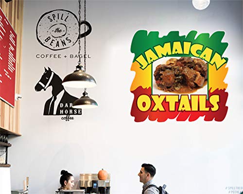 Food Truck Decals Jamaican Oxtails Concession Restaurant Die-Cut Vinyl Sticker & Sign 10 in on Longest Side