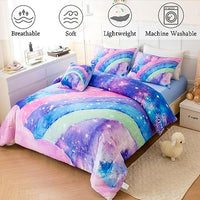 ANGIYUIN Tie Dye Comforter Girls Twin Comforter Set, 6 Pieces Colorful Rainbow Bed in A Bag, Pastel Gradient Galaxy Bedding Sets with Sheets, Comforter and Pillowcases for Teens Kids