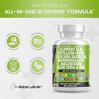 Slippery Elm 5000mg Psyllium Husk 2000mg Pre Probiotic Digestive Gut Health Supplement with Aloe Vera Cascara Sagrada 2000mg Marshmallow Root DGL Licorice Senna Extract Magnesium - Made in USA 90 Ct