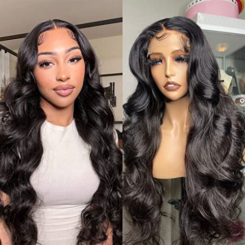 Silinli Body Wave Lace Front Wigs Human Hair Pre Plucked with Baby Hair 13x4 HD Transparent Lace Front Wig 150% Density Brazilian Virgin Human Hair Wigs (18 Inch)