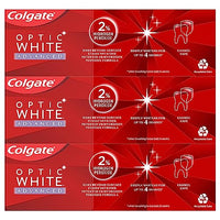 Colgate Optic White Advanced Teeth Whitening Toothpaste, 2% Hydrogen Peroxide Toothpaste, Sparkling White, 3.2 Oz, 3 Pack