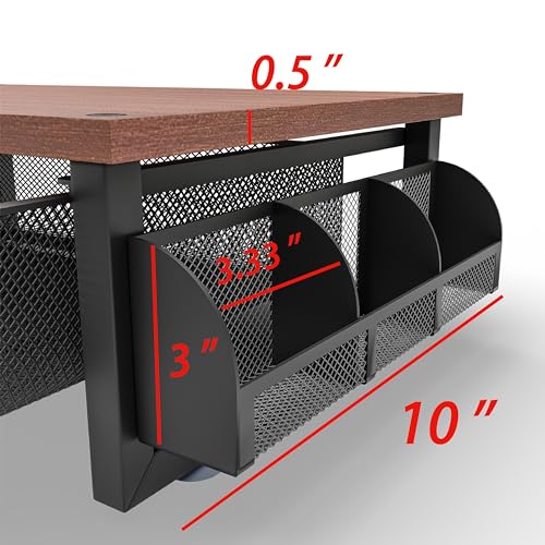 Simple Trending Metal Monitor Stand Riser with Drawer, Wood Desk Computer Organizer with Side Storage for Laptop and Printer,