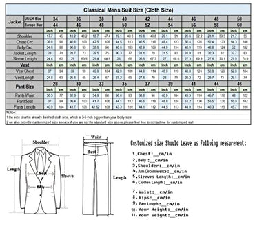 Men's Suits Slim Fit 3 Pieces Notch Lapel Formal Groomsmen Tuxedos for Wedding (Blazer+Vest+Pant)(White-Blue,42)