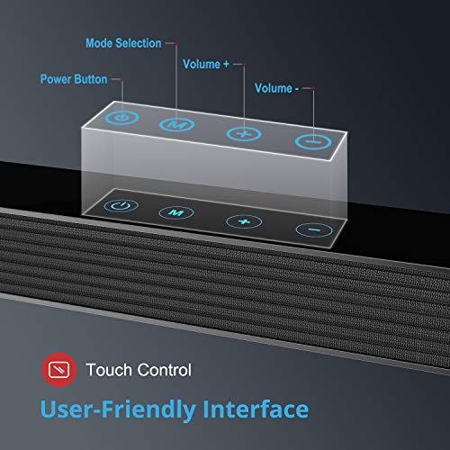 Norcent KB2020 Black Mamba Series 32-Inch 80W Sound Bar, Wired and Wireless Bluetooth 5.0 Balanced Sound Experience Soundbar Speaker 2022 New Version MB-3220