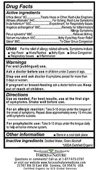 Forces of Nature - Natural Organic Allergy Maximum Strength Medicine (10ml) Non Drowsy, Non Addictive, Non GMO -Fight Indoor, Outdoor Allergies, Sneezing, Runny Nose, Itchy Eyes, Throat and Nose