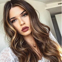 Ombre Blonde #4/27 Natural Body Wave 13X4 HD Transparent Lace Front Wigs With Baby Hair 150% Density Human Wig Glueless Pre-Plucked Hair Replacement Wig Black Woman 14 Inches