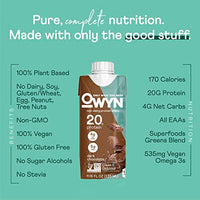 OWYN 20g Protein Shake, Chia Flax and Pea vegan protein blend with Prebiotics, Superfood Greens, gluten free, soy free. (Dark Chocolate, 12 Pack)