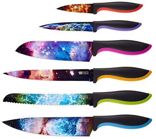 CHEF'S VISION Cosmos Kitchen Knife Set in Gift Box - Color Chef Knives - Cooking Gifts for Husbands and Wives, Unique Wedding Gifts for Couple, Birthday Gift Idea for Men, Housewarming Gift New Home