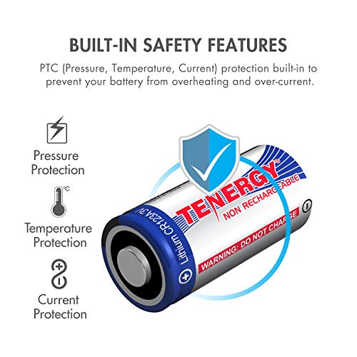 Tenergy 1500mAh 3V CR123A Lithium Battery, High Performance CR123A Cell Batteries PTC Protected, Smart Sensors Replacement CR123A Batteries, 40 Pack (Non-Rechargeable)