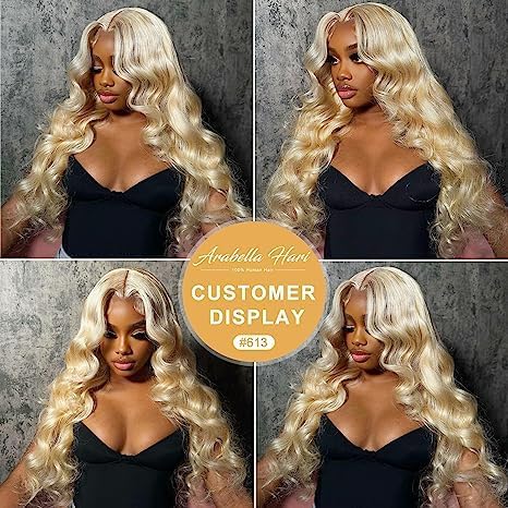 Arabella 613 Lace Front Wig Human Hair 13x4 Blonde Lace Front Wigs Human Hair 210% Density Body Wave 613 Frontal Wig Pre Plucked With Baby Hair (20inch, 613 13X4 body wave wig)