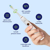 GuruNanda Sonic Toothbrush with 5000 Rechargeable Electric Power, 2 Brush Heads & 1 Travel Case - Dual Barrel Oxyburst Whitening Mouthwash with Natural Essential Oils - Whiter Teeth & Fresher Breath