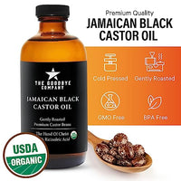 Jamaican Black Castor Oil USDA Certified Organic - (250 mL) Cold Pressed, Unrefined Castor Oil in Glass Bottle; 100% Pure Jamaican Black Castor Oil for Eyebrow, Eyelash, and Hair Growth (8.5 Ounces)