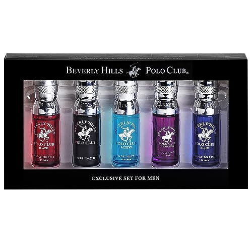 Beverly Hills Polo Club 5 Piece Mini Gift Set Exclusive for Men, EDT Eau De Toilette 5 Mini 0.5oz Bottles May Vary