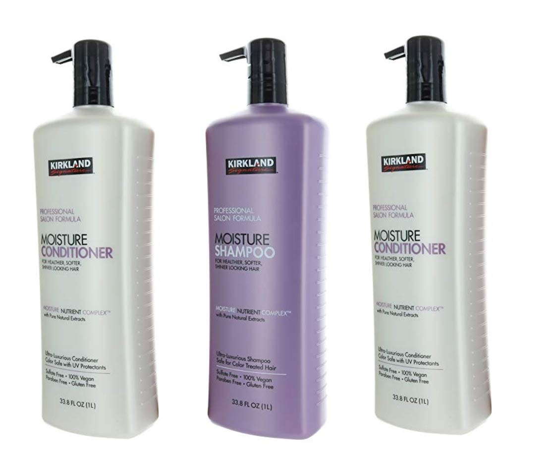 Kirkland Signature Shampoo & Conditioner Bundle- Includes One Professional Salon Formula Moisture Shampoo (33.8 Fl. Oz) and Two Professional Salon Formula Conditioner (33.8 Fl. Oz Each)