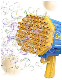 PAIE Bubble 𝐆𝐮𝐧 Bubble Machine with 69 Holes and Colorful Lights, Super Big Electric Automatic Bubble Maker Machine for Kids Adults Summer Outdoor Party Activity (Blue)