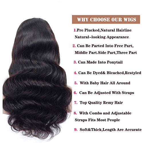 IUPin Body Wave Lace Front Wigs Human Hair Pre Plucked Bleached Knots with Baby Hair Glueless 4×4 Brazilian Virgin Lace Closure Human Hair Wigs for Black Women Natural Color 150 Density