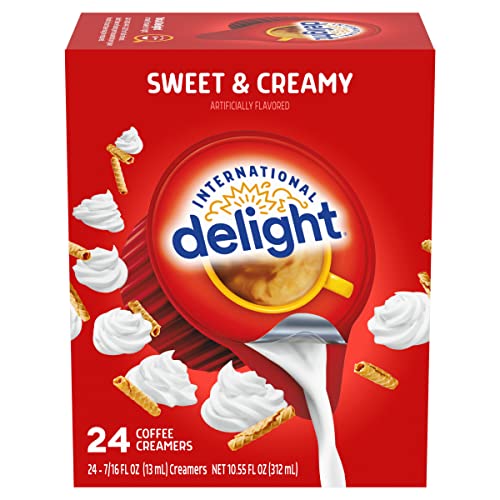International Delight Coffee Creamer Singles, Sweet & Creamy, Shelf Stable Flavored Creamer, 24 Ct, 0.44 FL OZ, Pre-Portioned Creamers