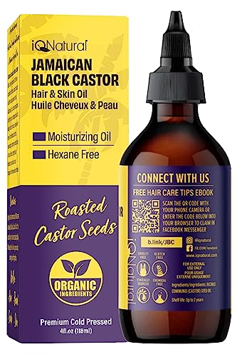 IQ Natural 4oz Unscented Jamaican Black Castor Oil for Hair Growth, Organic Cold Pressed Hexane Free, Black Women and Men, Dry Scalp Oil for Damaged Hair