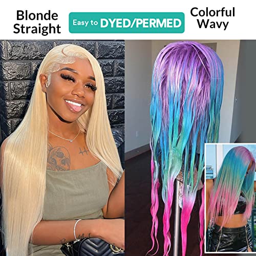 HOTLOVE 613 Lace Front Wig Human Hair, 13x6 Transparent Lace 613 HD Lace Frontal Wig For Women 12A Straight Blonde Lace Front Wigs Human Hair Pre Plucked With Baby Hair 28inch