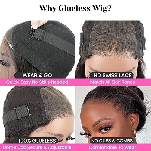 ISEE HAIR HD Lace Front Wig Wear & Go Glueless Lace Wig Brazilian Straight Lace Wigs For Women No Glue 4x6 Lace Pre Cut Wig Human Hair Wigs Transparent Lace Closure Wigs 180% Density 24 Inch