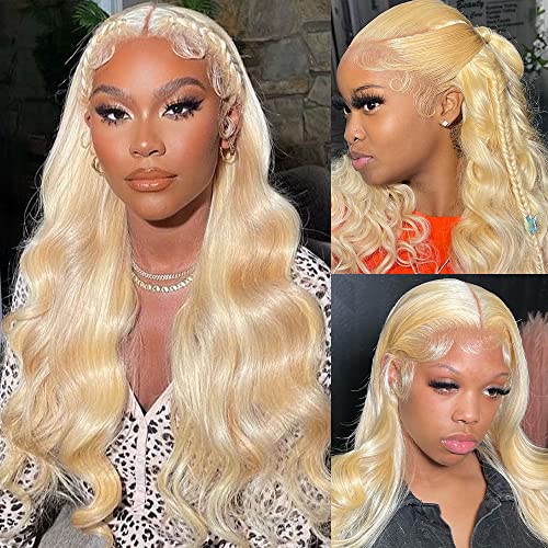 Manyisi 613 Lace Front Wig Human Hair 13x4 Body Wave Blonde Lace Front Wigs Human Hair Pre Plucked with Baby Hair 613 HD Lace Frontal Wig Brazilian Virgin Human Hair Wig 180% Density Wigs 26 Inch