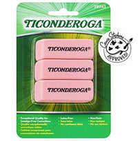 Ticonderoga Wedge Erasers, Pink, 3 Count