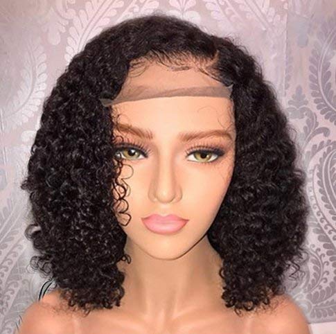 Dorosy Hair Transparent Lace Front Wigs Human Hair Wigs for Black Women 13x4 Lace Front Wigs Brazilian Wet Short Bob Curly Wigs Glueless Pre Plucked with Baby Hair(8 inch)