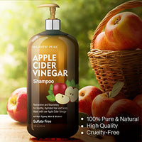 MAJESTIC PURE Apple Cider Vinegar Shampoo - Restores Shine & Reduces Itchy Scalp, Dandruff & Frizz - Sulfate Free, for All Hair Types, Men and Women - 16 fl oz